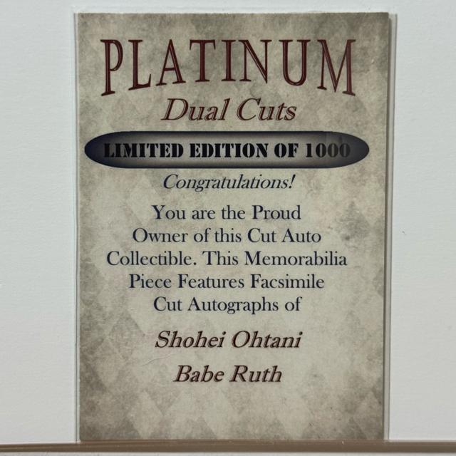 【大谷翔平11】ベーブ・ルース PLATINUM CUTS プリントサイン 野球カード < トレーディングカード 【大谷翔平11】ベーブ・ルース PLATINUM CUTS プリントサイン 野球カード < トレーディングカードの