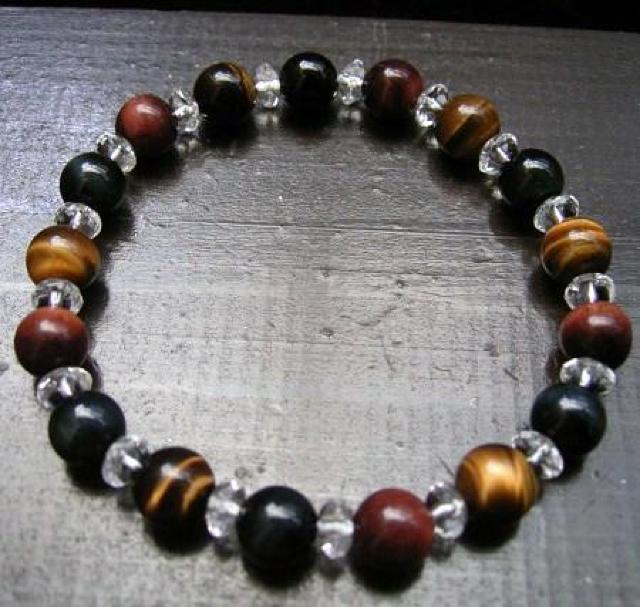 ☆即決☆3色タイガーアイxカット水晶ブレスレット < 男性アクセサリー/時計 ☆即決☆3色タイガーアイxカット水晶ブレスレット < 男性アクセサリー/時計の