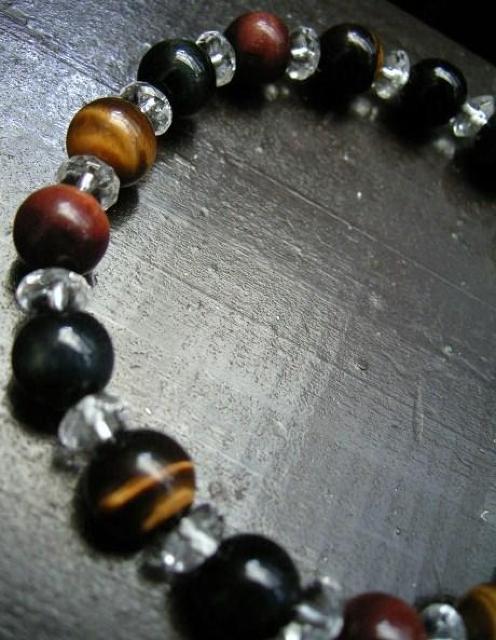 ☆即決☆3色タイガーアイxカット水晶ブレスレット < 男性アクセサリー/時計 ☆即決☆3色タイガーアイxカット水晶ブレスレット < 男性アクセサリー/時計の