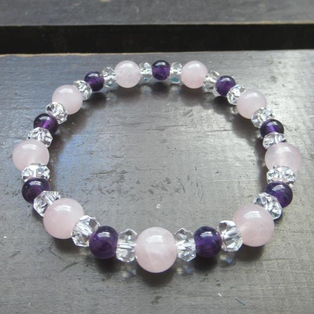 ローズクォーツxアメジストブレスレット 天然石 パワーストーン < 男性アクセサリー/時計 ローズクォーツxアメジストブレスレット 天然石 パワーストーン < 男性アクセサリー/時計の