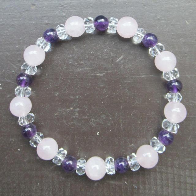 ローズクォーツxアメジストブレスレット 天然石 パワーストーン < 男性アクセサリー/時計 ローズクォーツxアメジストブレスレット 天然石 パワーストーン < 男性アクセサリー/時計の