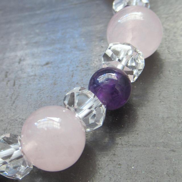 ローズクォーツxアメジストブレスレット 天然石 パワーストーン < 男性アクセサリー/時計 ローズクォーツxアメジストブレスレット 天然石 パワーストーン < 男性アクセサリー/時計の