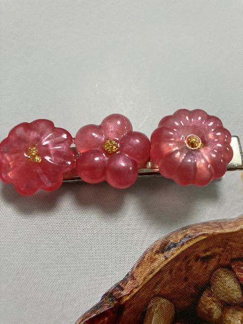 ハンドメイド レジン 和菓子 ヘアクリップ パールピンク < 女性ファッション  ハンドメイド レジン 和菓子 ヘアクリップ パールピンク < 女性ファッションの