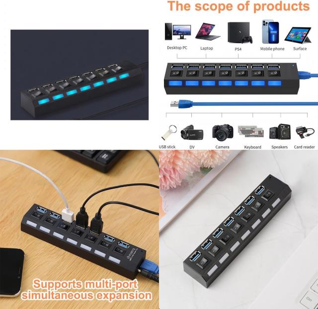 �y�����i���zUSB�n�u �|�[�g7�@�X�C�b�`ON/OFF�@�\���� �� �Ɠd/AV�� 