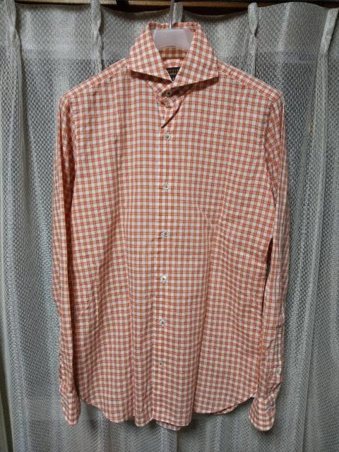 STYLE WORKS スタイルワークス 長袖シャツ Sサイズ チェック柄 オレンジ  マチ付 ビームス < 男性ファッション  STYLE WORKS スタイルワークス 長袖シャツ Sサイズ チェック柄 オレンジ  マチ付 ビームス  < 男性ファッションの