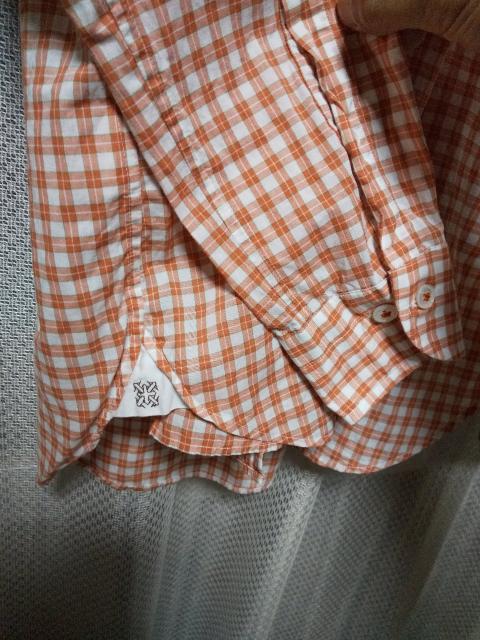 STYLE WORKS スタイルワークス 長袖シャツ Sサイズ チェック柄 オレンジ  マチ付 ビームス < 男性ファッション  STYLE WORKS スタイルワークス 長袖シャツ Sサイズ チェック柄 オレンジ  マチ付 ビームス < 男性ファッションの