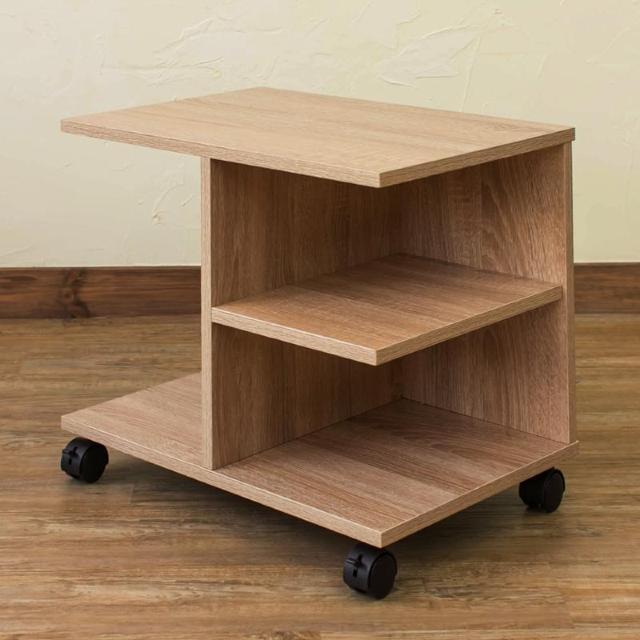 【送料無料】キャスター付サイドテーブル 木目調 机 収納 棚 アウトレット品 < インテリア/ライフ 【送料無料】キャスター付サイドテーブル 木目調 机 収納 棚 アウトレット品 < インテリア/ライフの