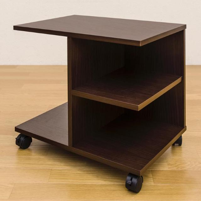 【送料無料】キャスター付サイドテーブル 木目調 机 収納 棚 アウトレット品 < インテリア/ライフ 【送料無料】キャスター付サイドテーブル 木目調 机 収納 棚 アウトレット品 < インテリア/ライフの