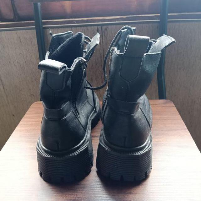 新品 25cm レディース ブーツ ブラック 厚底 シューズ ショートブーツ < 女性ファッション 新品 25cm レディース ブーツ ブラック 厚底 シューズ ショートブーツ < 女性ファッションの