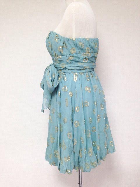 BCBGMAXAZRIAグリーンゴールドベアドレスワンピフレアリボン < ブランド BCBGMAXAZRIAグリーンゴールドベアドレスワンピフレアリボン < ブランドの