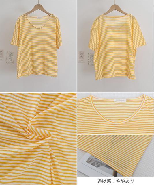 送料無料 新品 ボーダー柄Tシャツ Vネックカットソー夏 < 女性ファッション  送料無料 新品 ボーダー柄Tシャツ Vネックカットソー夏 < 女性ファッションの