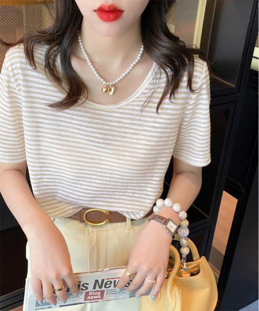 送料無料 新品 ボーダー柄Tシャツ Vネックカットソー夏 < 女性ファッション  送料無料 新品 ボーダー柄Tシャツ Vネックカットソー夏 < 女性ファッションの