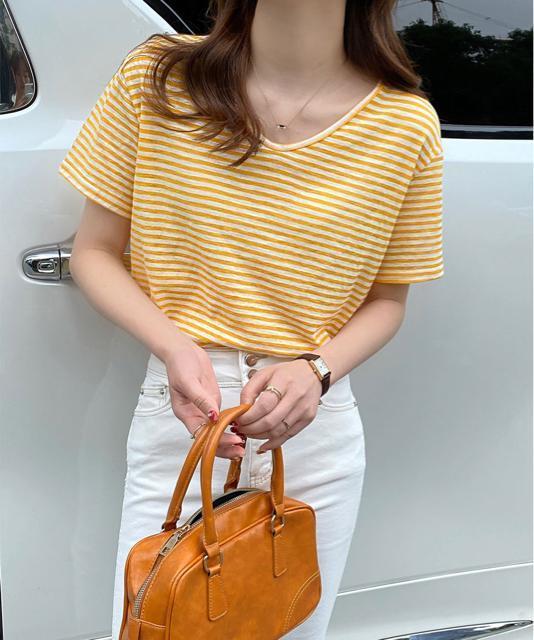 送料無料 新品 ボーダー柄Tシャツ Vネックカットソー夏 < 女性ファッション  送料無料 新品 ボーダー柄Tシャツ Vネックカットソー夏 < 女性ファッションの