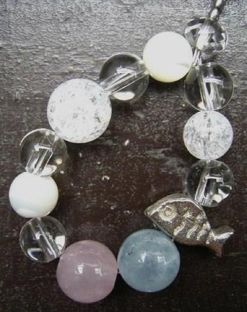 ☆即決☆*魚*ローズクォーツxアクアマリンストラップ < 家電/AV  ☆即決☆*魚*ローズクォーツxアクアマリンストラップ  < 家電/AVの