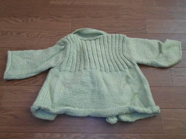 子供服★ハンドメイド 毛糸のラメ入りコート 黄緑 < キッズ/ベビー 子供服★ハンドメイド 毛糸のラメ入りコート 黄緑 < キッズ/ベビーの