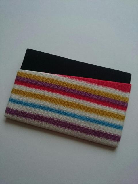 ハンドメイド☆カードケース★名刺入れ☆カラフルボーダー×ブラック★ < 女性ファッション  ハンドメイド☆カードケース★名刺入れ☆カラフルボーダー×ブラック★  < 女性ファッションの