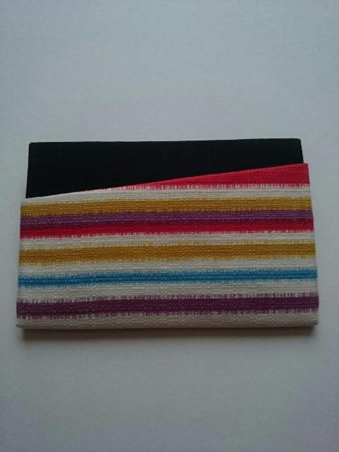 ハンドメイド☆カードケース★名刺入れ☆カラフルボーダー×ブラック★ < 女性ファッション  ハンドメイド☆カードケース★名刺入れ☆カラフルボーダー×ブラック★ < 女性ファッションの