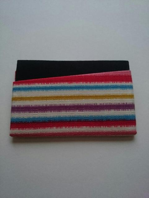 ハンドメイド☆カードケース★名刺入れ☆カラフルボーダー×ブラック★ < 女性ファッション  ハンドメイド☆カードケース★名刺入れ☆カラフルボーダー×ブラック★ < 女性ファッションの