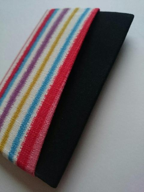 ハンドメイド☆カードケース★名刺入れ☆カラフルボーダー×ブラック★ < 女性ファッション  ハンドメイド☆カードケース★名刺入れ☆カラフルボーダー×ブラック★ < 女性ファッションの