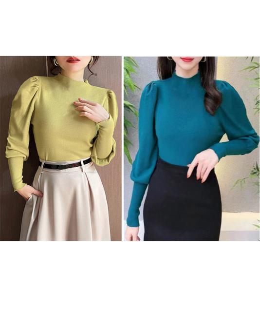 送料無料 新品 ニットセーターパフスリーブニットトップス < 女性ファッション  送料無料 新品 ニットセーターパフスリーブニットトップス < 女性ファッションの