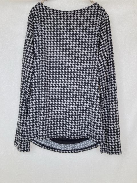 モノトーン 千鳥柄 ドレープネック 長袖 トップス カットソー L N2m < 女性ファッション モノトーン 千鳥柄 ドレープネック 長袖 トップス カットソー L N2m < 女性ファッションの