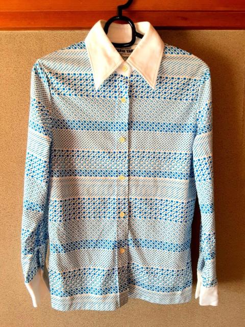 PARIS YARN パリヤーン 日本製 シャツ ブラウス 大きいサイズ 柄 水色 青 13号 トップス 長袖 洋服 レディース < 女性ファッション  PARIS YARN パリヤーン 日本製 シャツ ブラウス 大きいサイズ 柄 水色 青 13号 トップス 長袖 洋服 レディース  < 女性ファッションの