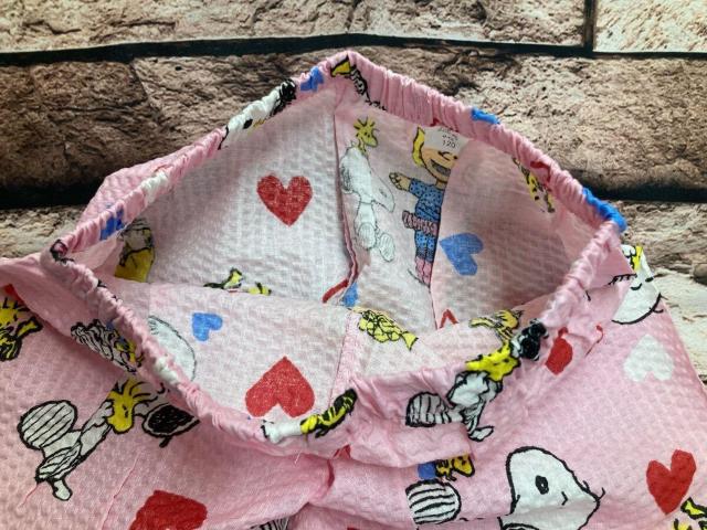 送料無料!大人気!【スヌーピー&ハート柄】リップル生地 綿100%子供半袖&長パンツ パジャマ(画像から)1組 < キッズ/ベビー  送料無料!大人気!【スヌーピー&ハート柄】リップル生地 綿100%子供半袖&長パンツ パジャマ(画像から)1組 < キッズ/ベビーの