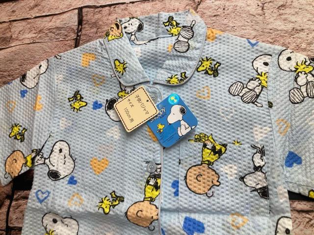 送料無料!大人気!【スヌーピー&ハート柄】リップル生地 綿100%子供半袖&長パンツ パジャマ(画像から)1組 < キッズ/ベビー  送料無料!大人気!【スヌーピー&ハート柄】リップル生地 綿100%子供半袖&長パンツ パジャマ(画像から)1組 < キッズ/ベビーの