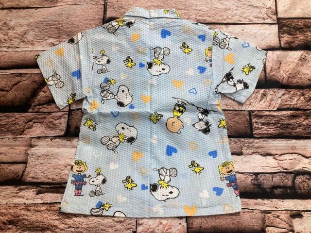 送料無料!大人気!【スヌーピー&ハート柄】リップル生地 綿100%子供半袖&長パンツ パジャマ(画像から)1組 < キッズ/ベビー  送料無料!大人気!【スヌーピー&ハート柄】リップル生地 綿100%子供半袖&長パンツ パジャマ(画像から)1組 < キッズ/ベビーの