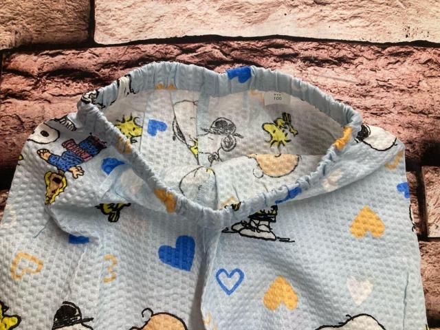 送料無料!大人気!【スヌーピー&ハート柄】リップル生地 綿100%子供半袖&長パンツ パジャマ(画像から)1組 < キッズ/ベビー  送料無料!大人気!【スヌーピー&ハート柄】リップル生地 綿100%子供半袖&長パンツ パジャマ(画像から)1組 < キッズ/ベビーの