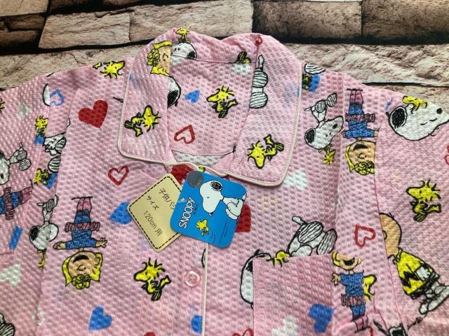 送料無料!大人気!【スヌーピー&ハート柄】リップル生地 綿100%子供半袖&長パンツ パジャマ(画像から)1組 < キッズ/ベビー  送料無料!大人気!【スヌーピー&ハート柄】リップル生地 綿100%子供半袖&長パンツ パジャマ(画像から)1組 < キッズ/ベビーの