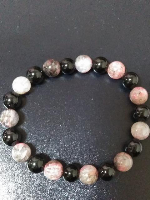 ブラックトルマリンとロードナイトシリカのブレスレット☆ < 女性アクセサリー/時計 ブラックトルマリンとロードナイトシリカのブレスレット☆ < 女性アクセサリー/時計の