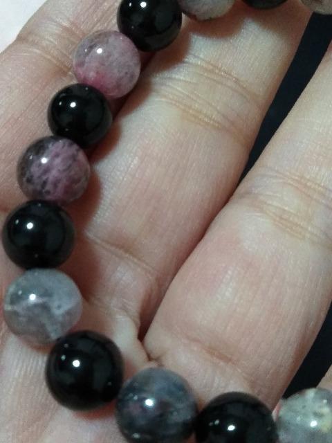 ブラックトルマリンとロードナイトシリカのブレスレット☆ < 女性アクセサリー/時計 ブラックトルマリンとロードナイトシリカのブレスレット☆ < 女性アクセサリー/時計の