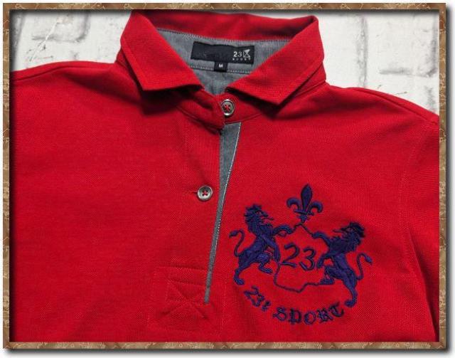 23区 SPORT 刺繍入り半袖ポロシャツ 赤 < ブランド  23区 SPORT 刺繍入り半袖ポロシャツ 赤 < ブランドの