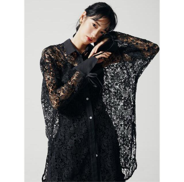 ◆美品◆COEL◆ビッグレースシャツ◆総レース◆ブラック◆黒◆フォーマル◆フリー < 女性ファッション  ◆美品◆COEL◆ビッグレースシャツ◆総レース◆ブラック◆黒◆フォーマル◆フリー  < 女性ファッションの