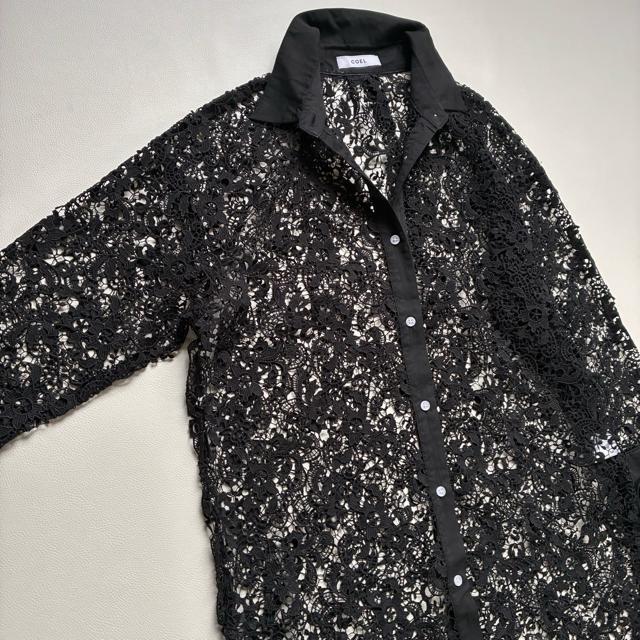 ◆美品◆COEL◆ビッグレースシャツ◆総レース◆ブラック◆黒◆フォーマル◆フリー < 女性ファッション  ◆美品◆COEL◆ビッグレースシャツ◆総レース◆ブラック◆黒◆フォーマル◆フリー < 女性ファッションの