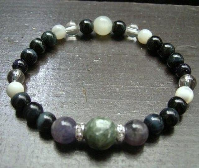 セラフィナイトxアイオライトxブルータイガーアイブレスレット < 男性アクセサリー/時計 セラフィナイトxアイオライトxブルータイガーアイブレスレット < 男性アクセサリー/時計の