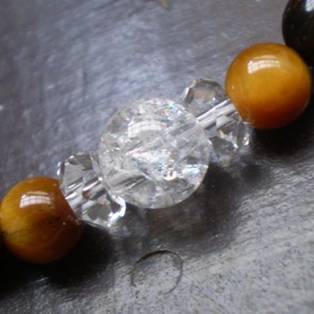 *白虎*タイガーアイxクラック水晶ブレスレット < 男性アクセサリー/時計 *白虎*タイガーアイxクラック水晶ブレスレット < 男性アクセサリー/時計の