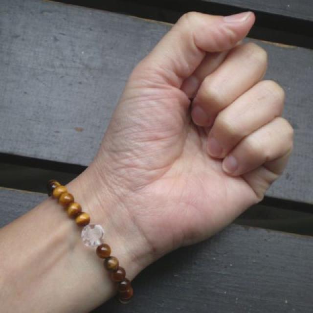 *白虎*タイガーアイxクラック水晶ブレスレット < 男性アクセサリー/時計 *白虎*タイガーアイxクラック水晶ブレスレット < 男性アクセサリー/時計の