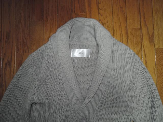 AKM エイケイエム ショールカラー ニット カーディガン M 灰 SHAWL CARDIGAN ケーブル セーター < ブランド  AKM エイケイエム ショールカラー ニット カーディガン M 灰 SHAWL CARDIGAN ケーブル セーター < ブランドの