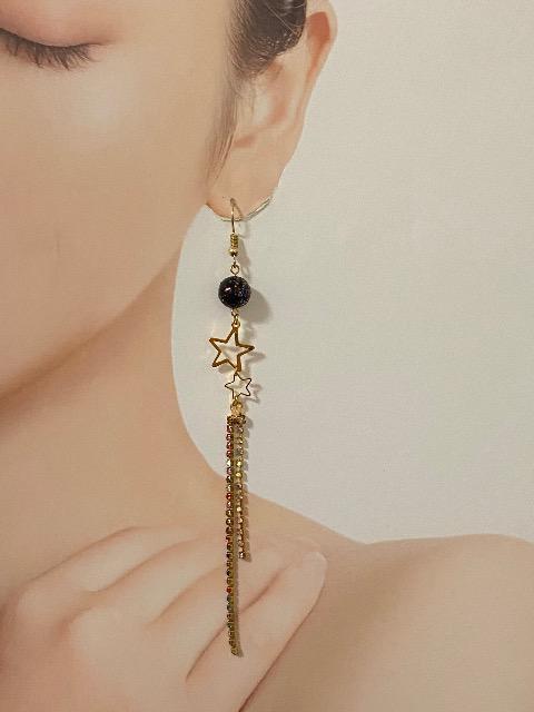花火風パールとダイヤレーンのアシンメトリーピアス☆ < 女性アクセサリー/時計  花火風パールとダイヤレーンのアシンメトリーピアス☆  < 女性アクセサリー/時計の