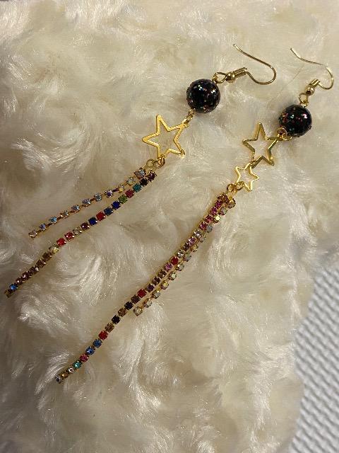 花火風パールとダイヤレーンのアシンメトリーピアス☆ < 女性アクセサリー/時計  花火風パールとダイヤレーンのアシンメトリーピアス☆ < 女性アクセサリー/時計の