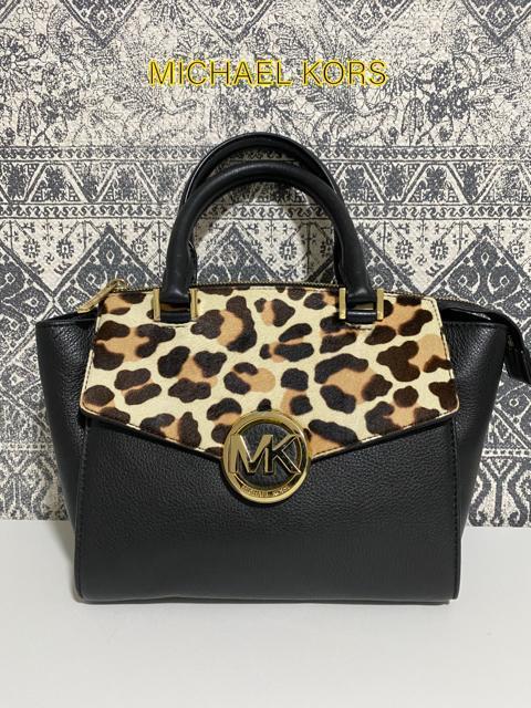 【美品】マイケルコース レザー レオパード ヒョウ柄 ハンドバッグ トート 黒 < ブランド  【美品】マイケルコース レザー レオパード ヒョウ柄 ハンドバッグ トート 黒  < ブランドの