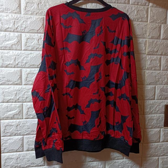 新品★コウモリ柄★ドロップショルダー薄手スウェット/M < 女性ファッション  新品★コウモリ柄★ドロップショルダー薄手スウェット/M < 女性ファッションの