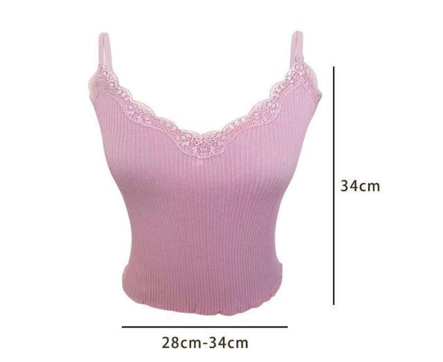 新品 stradivarius 胸元レースキャミ Vネック リブ編みキャミソール ピンク < 女性ファッション  新品 stradivarius 胸元レースキャミ Vネック リブ編みキャミソール ピンク < 女性ファッションの