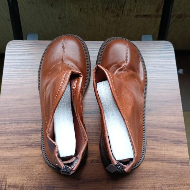 新品 23cm レディース ブーツ ブラウン 厚底 シューズ ショートブーツ < 女性ファッション  新品 23cm レディース ブーツ ブラウン 厚底 シューズ ショートブーツ < 女性ファッションの