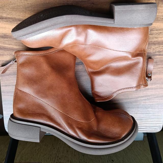 新品 23cm レディース ブーツ ブラウン 厚底 シューズ ショートブーツ < 女性ファッション  新品 23cm レディース ブーツ ブラウン 厚底 シューズ ショートブーツ < 女性ファッションの