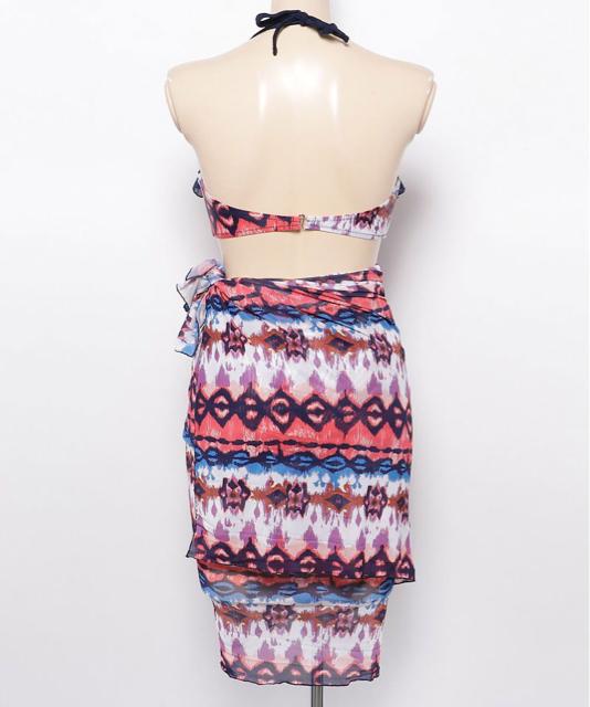 限定セール●パレオ付き●3点SETセット●タイダイ柄ビキニ●紺ネイビー●M < 女性ファッション  限定セール●パレオ付き●3点SETセット●タイダイ柄ビキニ●紺ネイビー●M < 女性ファッションの