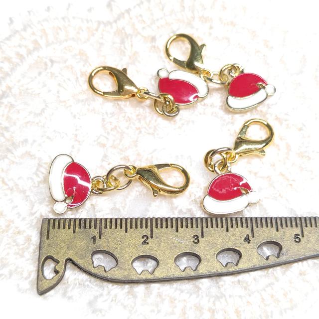 ハンドメイド☆ファスナーチャーム☆サンタの帽子☆4個セット☆ラッピングのワンポイントに! < 女性ファッション ハンドメイド☆ファスナーチャーム☆サンタの帽子☆4個セット☆ラッピングのワンポイントに! < 女性ファッションの