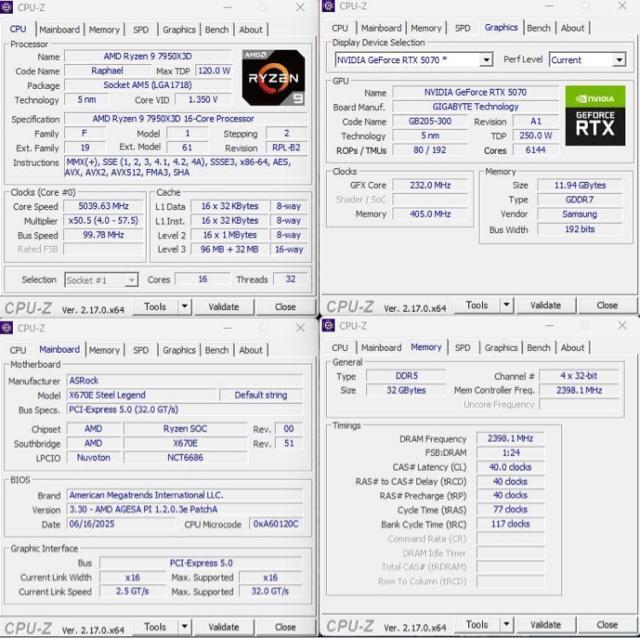 Ryzen9 7950X3D RTX5070  PC{/Ӌ@ 